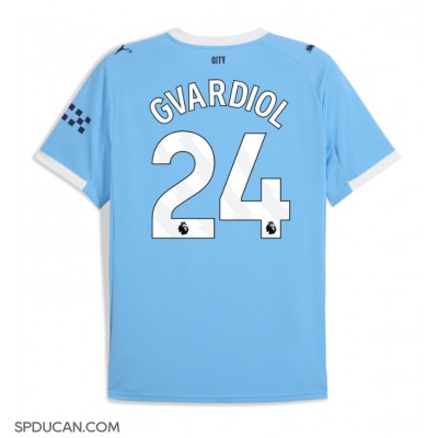 Muški Nogometni Dres Manchester City Josko Gvardiol #24 Domaci 2025-26 Kratak Rukav Muški Nogometni Dres Manchester City Josko Gvardiol #24 Domaci 2025-26 Kratak Rukav